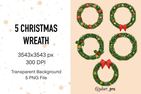 5 Christmas Wreath Illustrations Review
