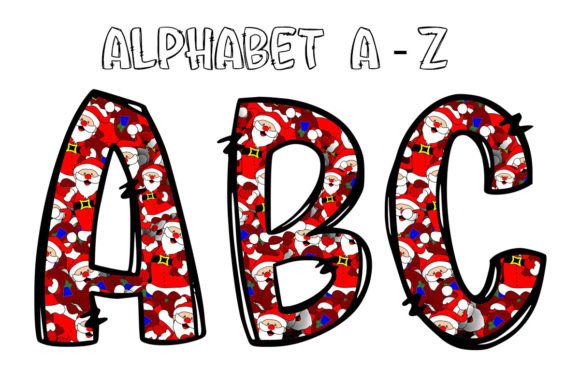 Alphabet Letters Doodle Christmas Santa Illustrations