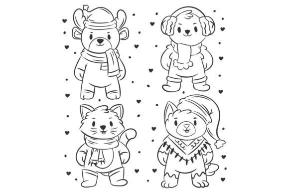 Christmas Animal Character Set: Festive Illustrations