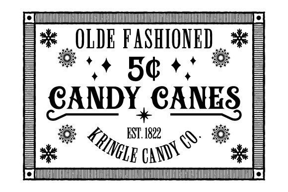Christmas Candy Canes Vintage Sign SVG Illustrations