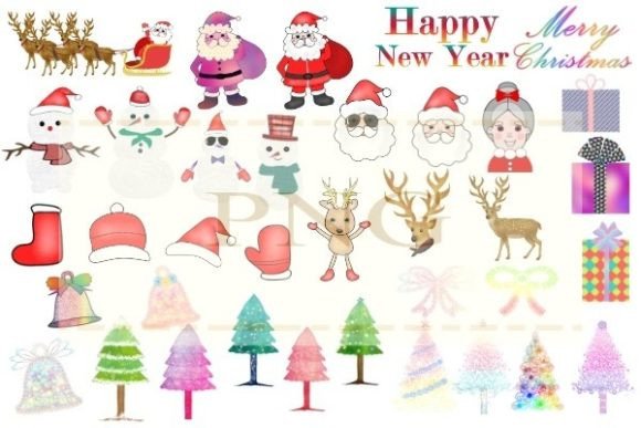 Christmas Clip Art Santa Claus Deer Png Illustrations