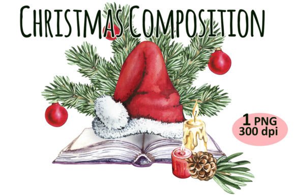 Christmas Composition Clipart PNG Book: Illustrations