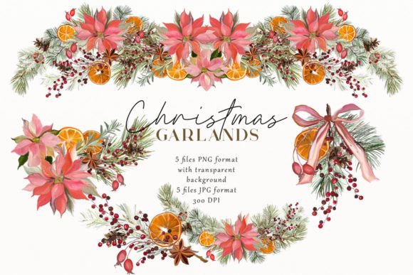Christmas Floral Borders: Premium Illustrations