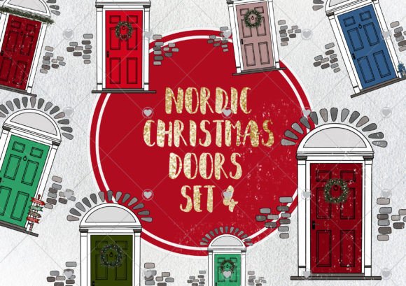 Christmas Front Doors Illustrations for Crafters