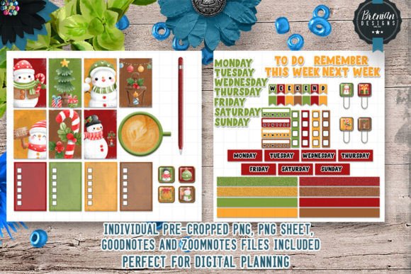 Christmas Snowman Digital Stickers: Illustrations