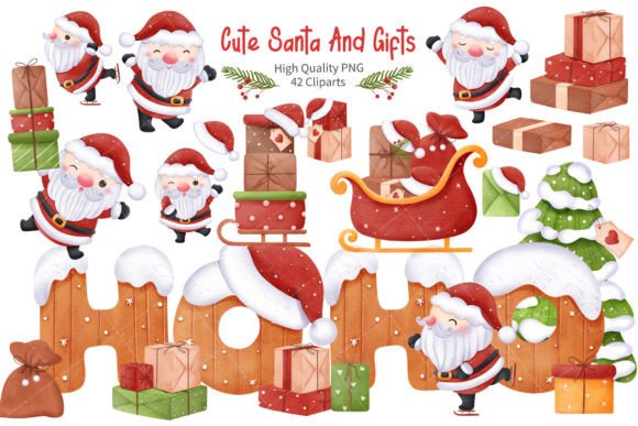 Cute Santa Illustrations for Holiday Crafts