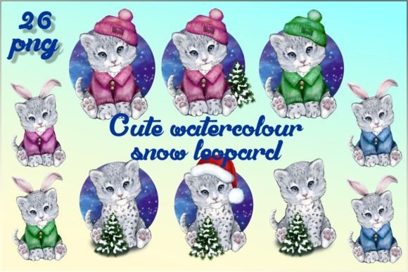 Cute Snow Leopard Christmas Graphic PNG Review