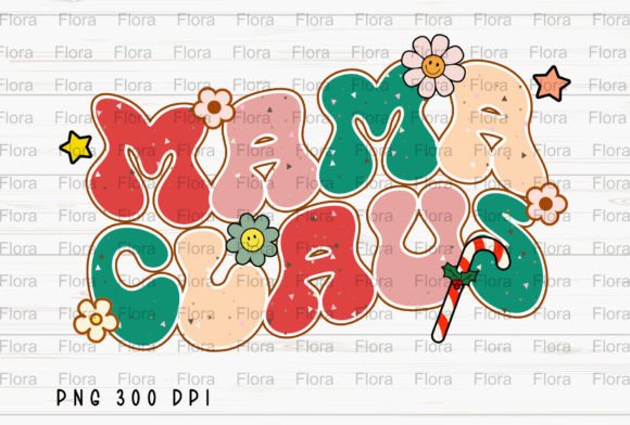 Mama Claus Retro Groovy PNG for Illustrations