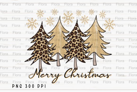 Merry Christmas Tree Cheetah Leopard PNG: Illustrations