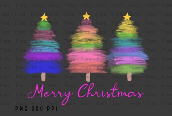 Merry Christmas Trees Sublimation PNG: Illustrations