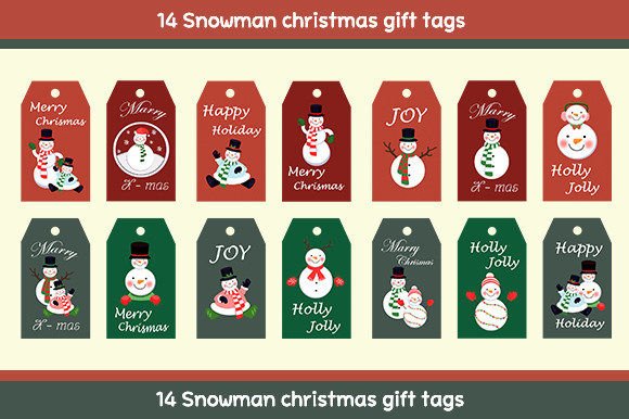 Reviewing 14 Snowman Christmas Gift Tags Set Illustrations