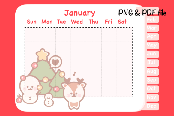 Reviewing Christmas Digital Monthly Planner Illustrations