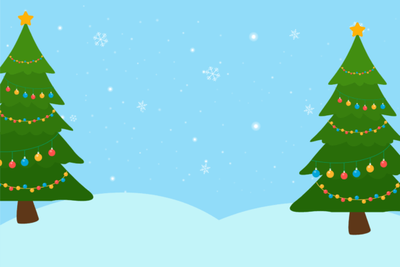 Reviewing Christmas Tree and Background Blue Illustrations