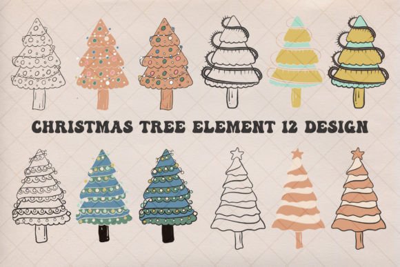 Reviewing Christmas Tree Element 12 Design Svg Illustrations