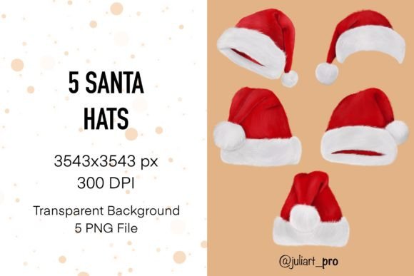 Santa Hats Clipart: Christmas Hats Illustrations
