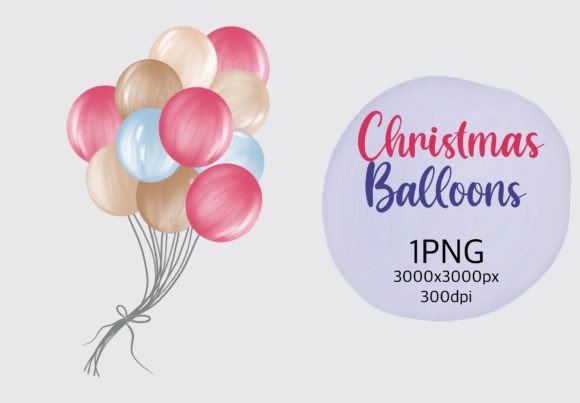 Watercolor Christmas Balloons: Festive Illustrations